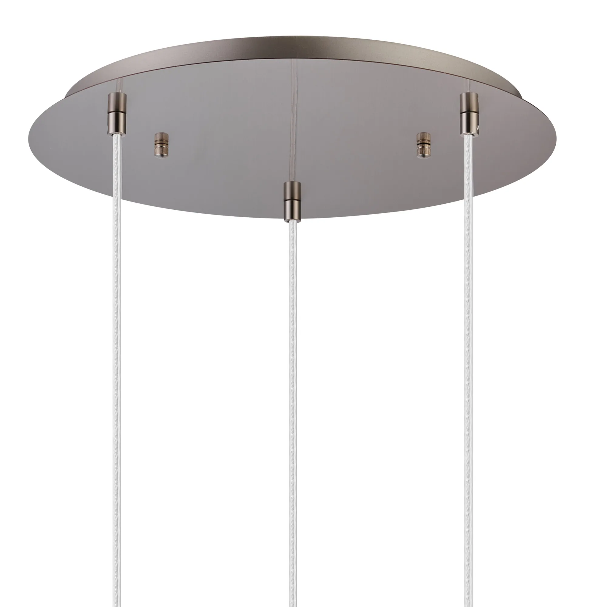Lori 40cm Round Pendant, 3 Light Adjustable E27, Satin Nickel/Smoke Open Mouth Round Globe Shades DK1367  Deco Lori Satin Nickel